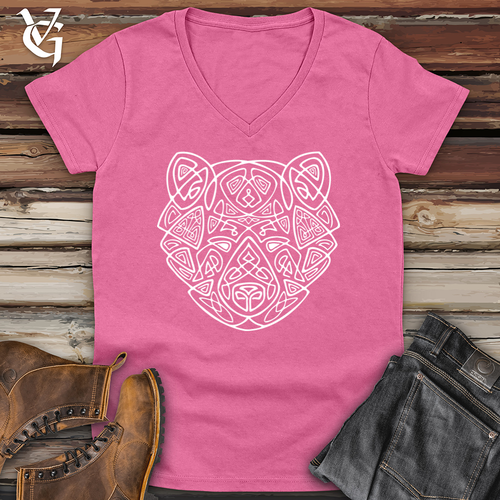 Bear Head Celtic Style Softstyle V-Neck