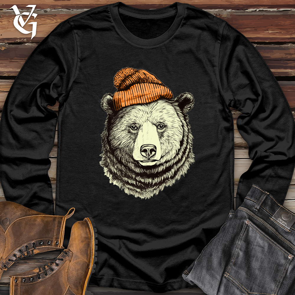 Bear Wearing Hunters Beanie Softstyle Long Sleeve