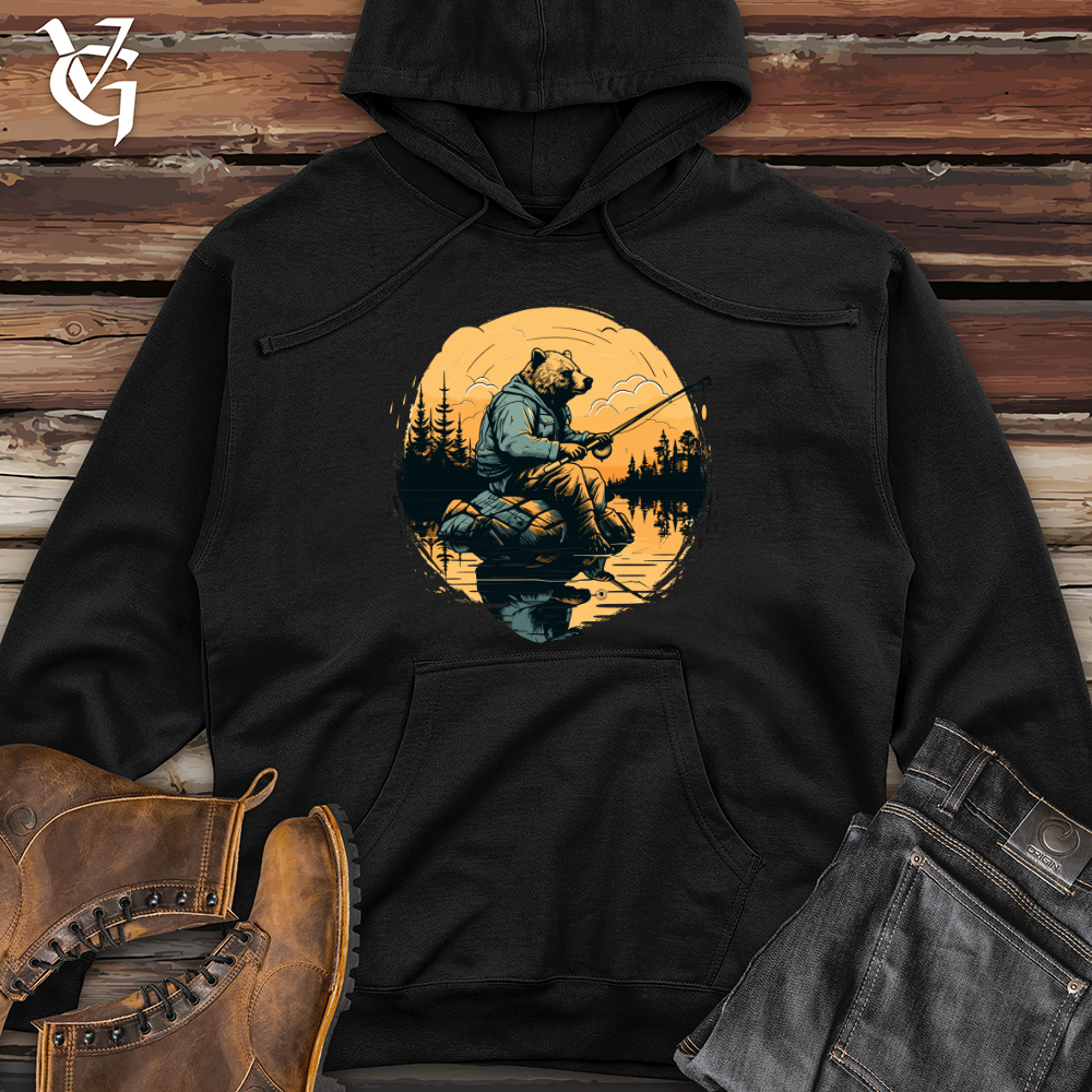 Bear Lakeside Fishing Midweight Hooded Sweatshirt