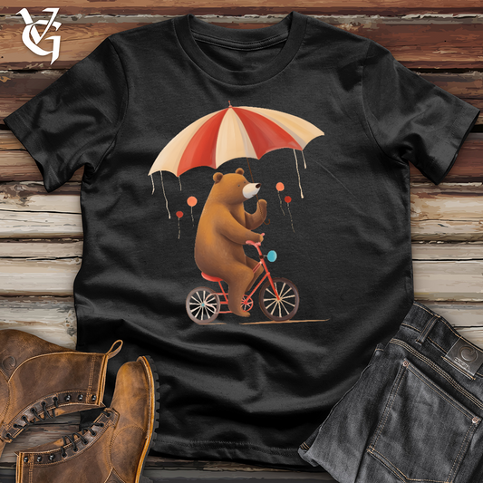 Bear Biking In The Rain Cotton Tee