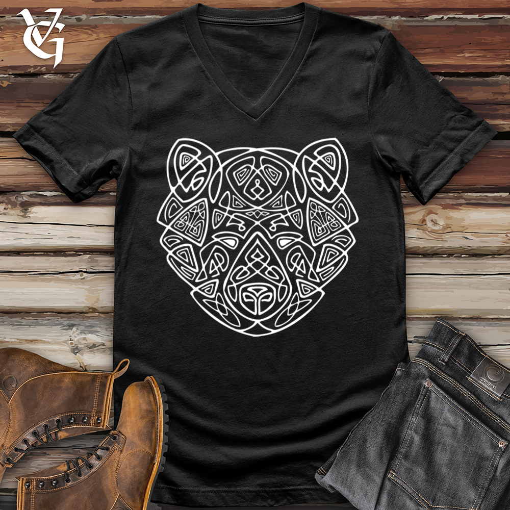 Bear Head Celtic Style V-Neck