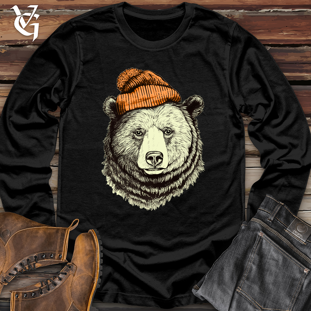 Bear Wearing Hunters Beanie Long Sleeve