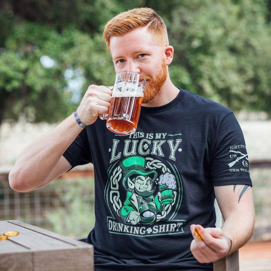 Lucky Drinking T-Shirt - Black