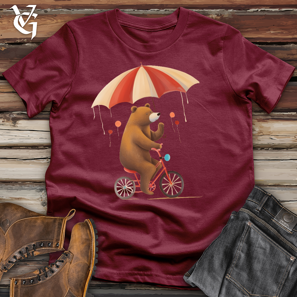 Bear Biking In The Rain Cotton Tee