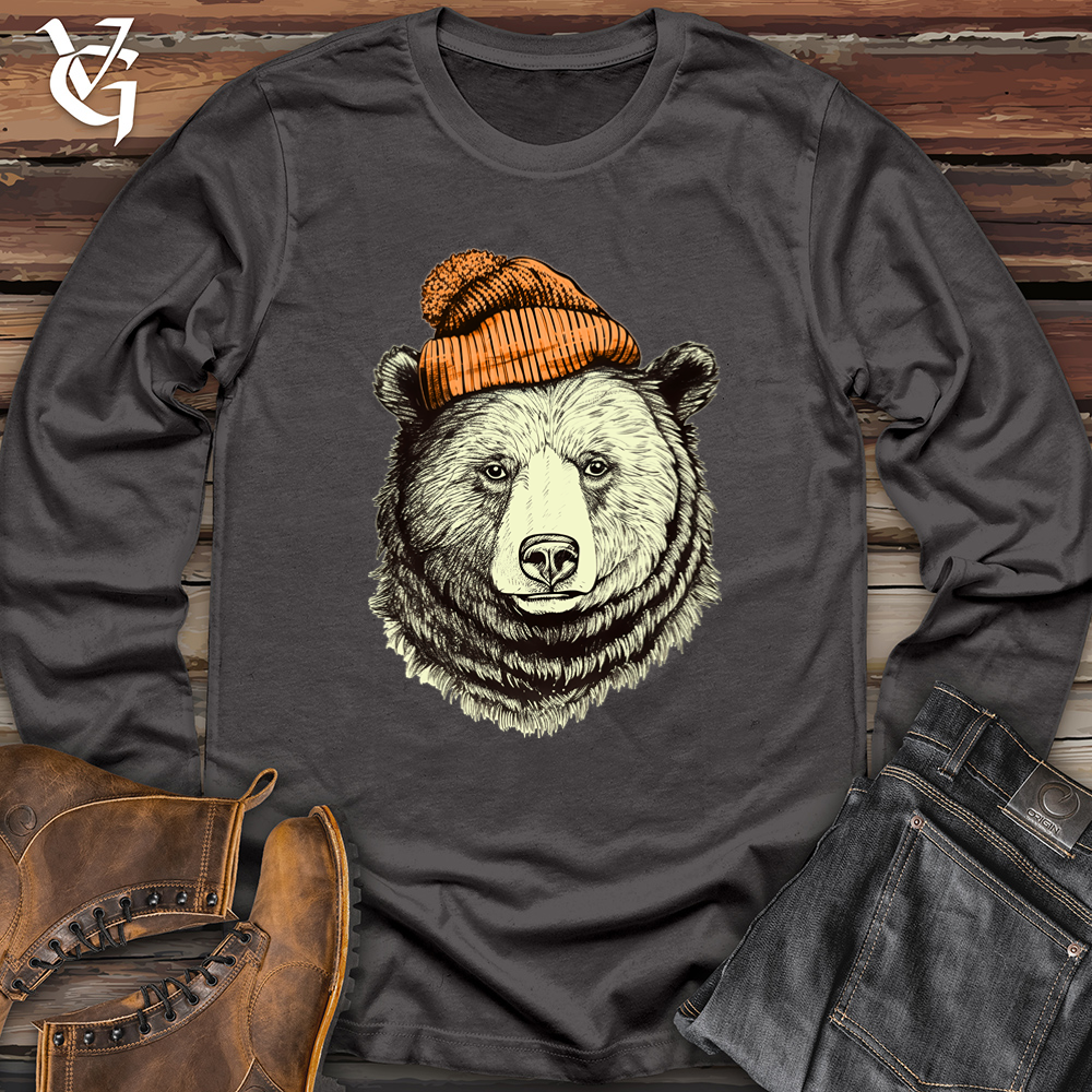 Bear Wearing Hunters Beanie Softstyle Long Sleeve