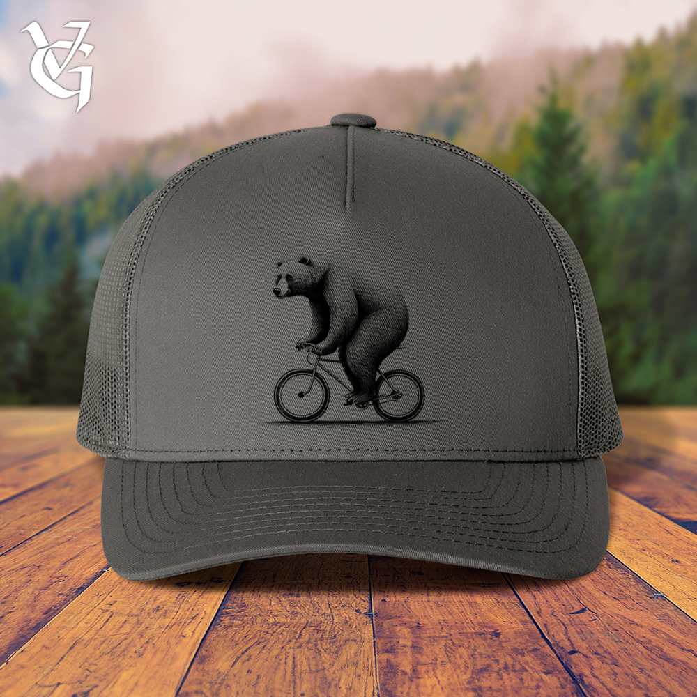 Bear Riding Bike Trucker Cap