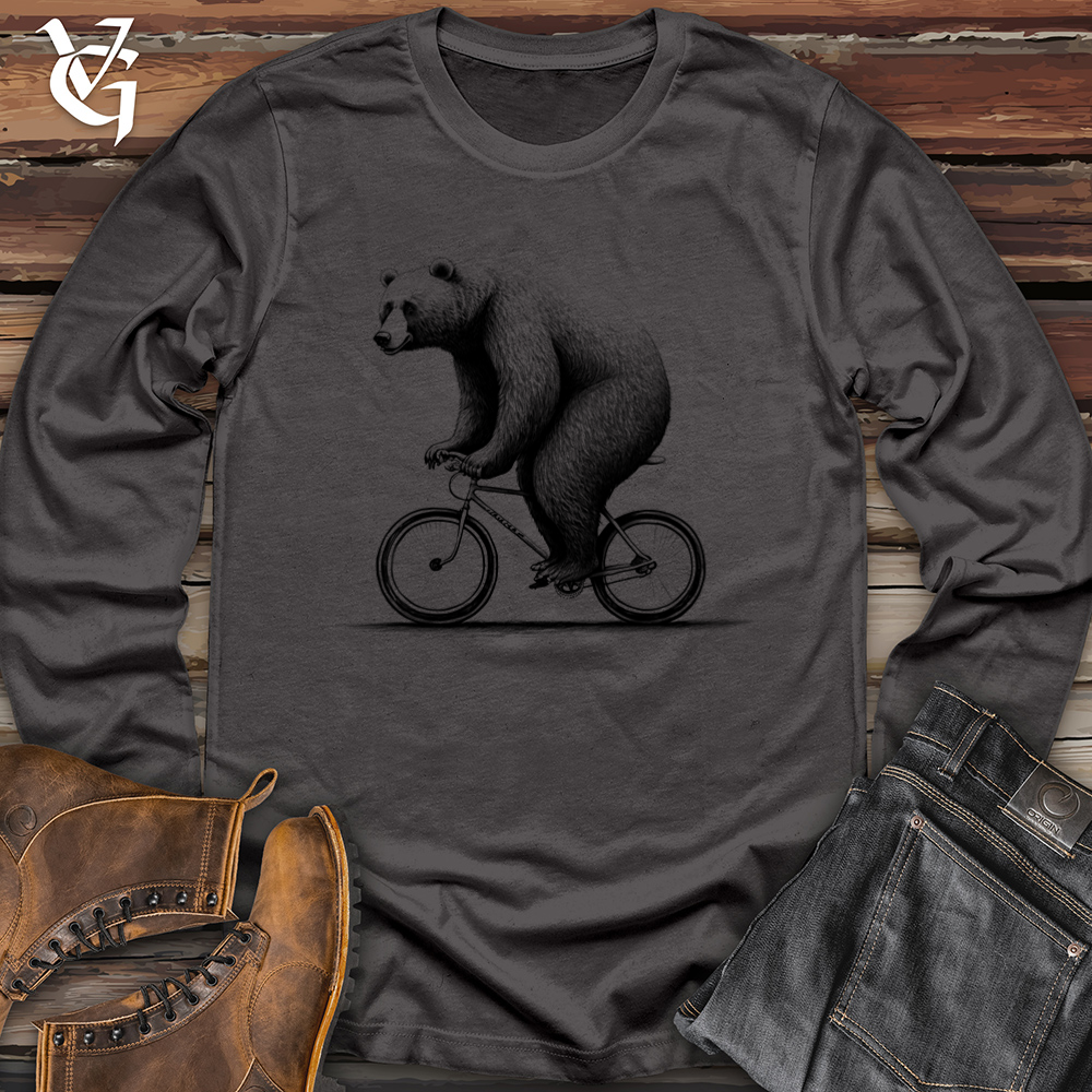 Bear Riding Bike Softstyle Long Sleeve