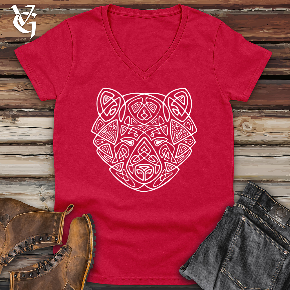 Bear Head Celtic Style Softstyle V-Neck