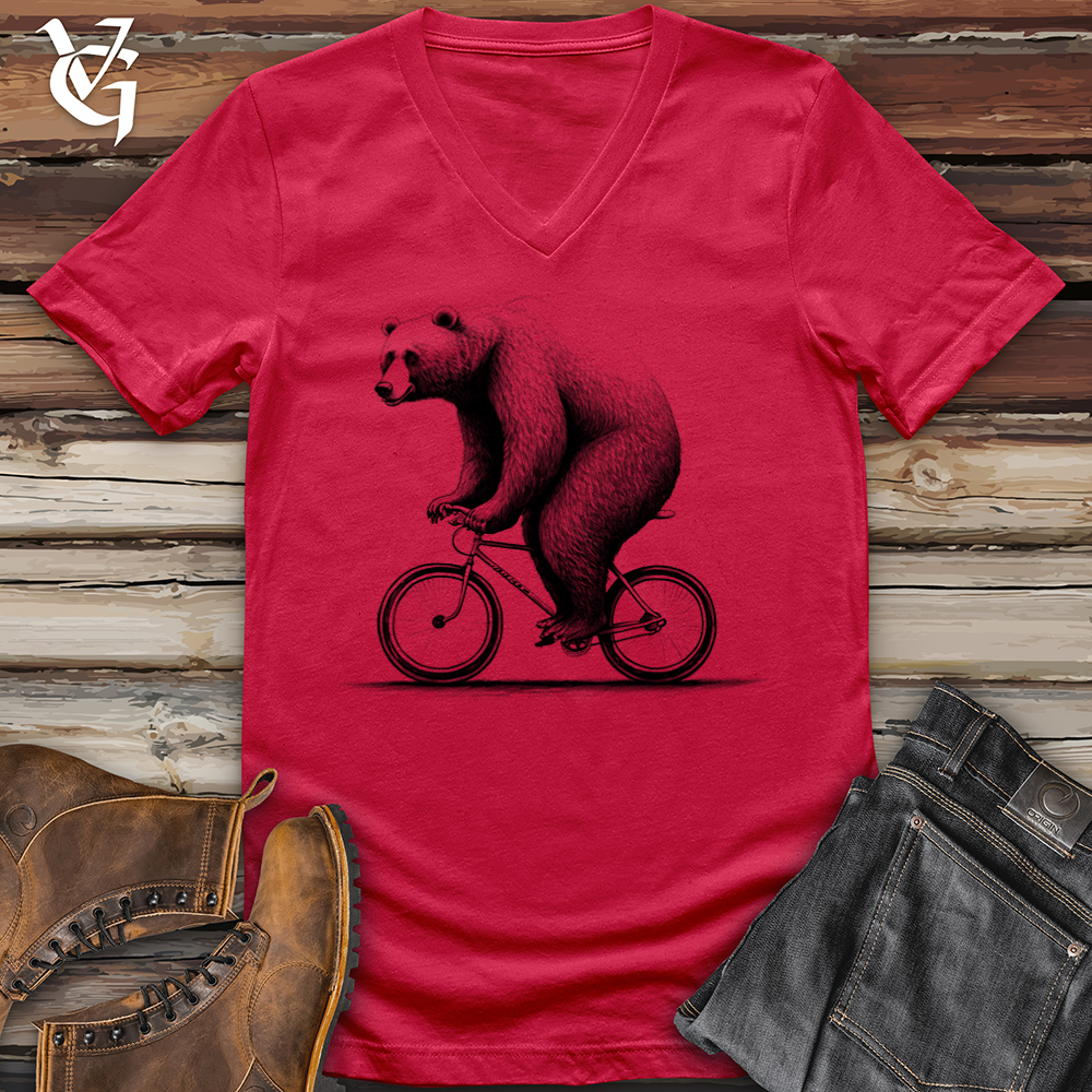 Bear Riding Bike V-Neck