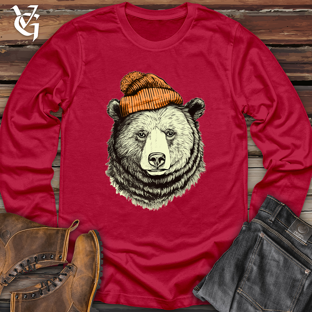 Bear Wearing Hunters Beanie Softstyle Long Sleeve