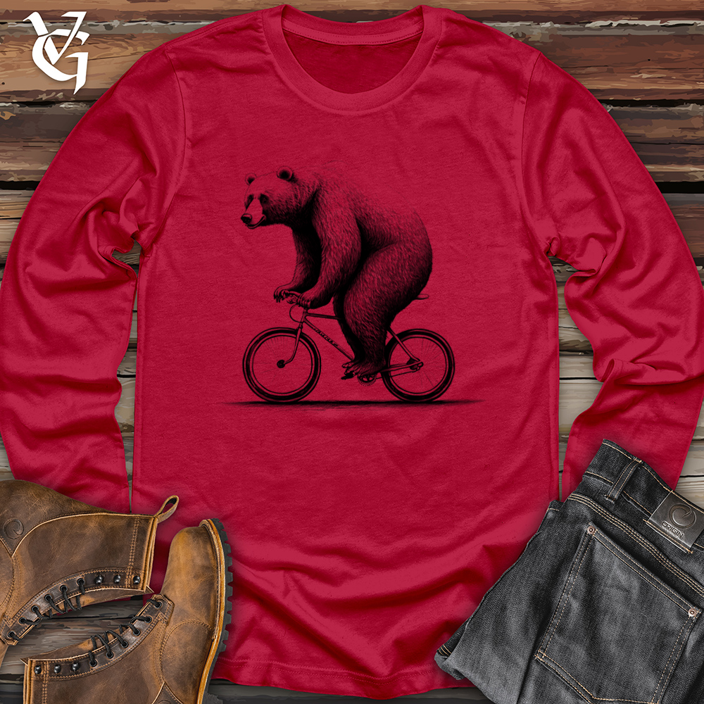 Bear Riding Bike Softstyle Long Sleeve