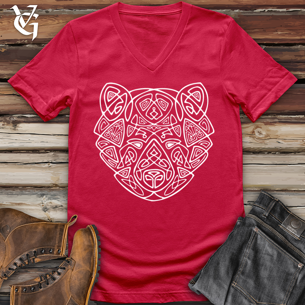 Bear Head Celtic Style V-Neck