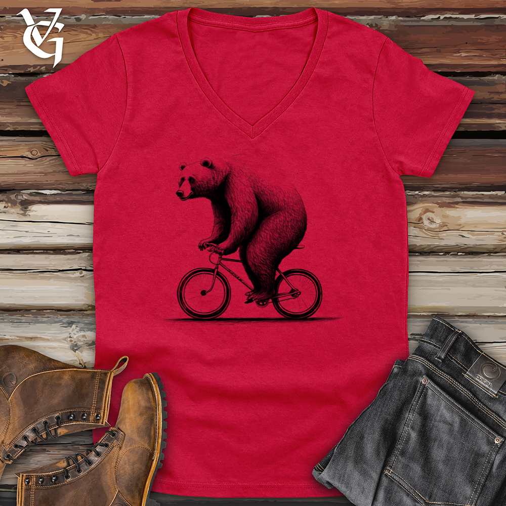 Bear Riding Bike Softstyle V-Neck