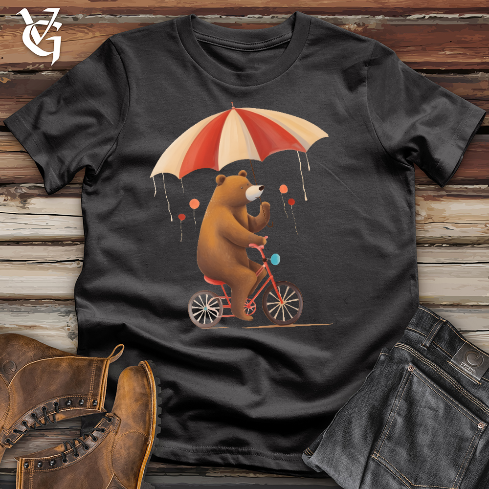 Bear Biking In The Rain Cotton Tee