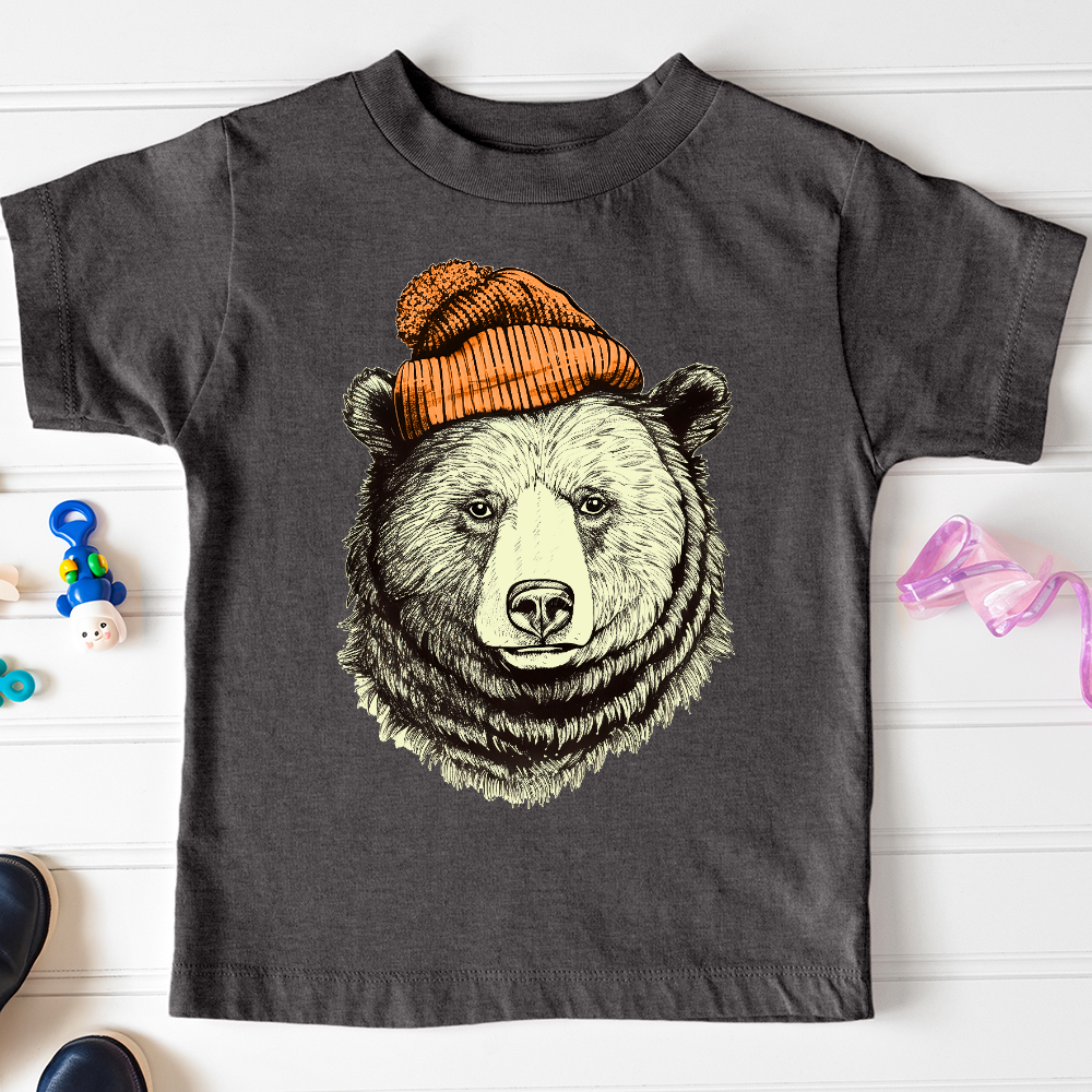 Bear Wearing Hunters Beanie Toddler Tee