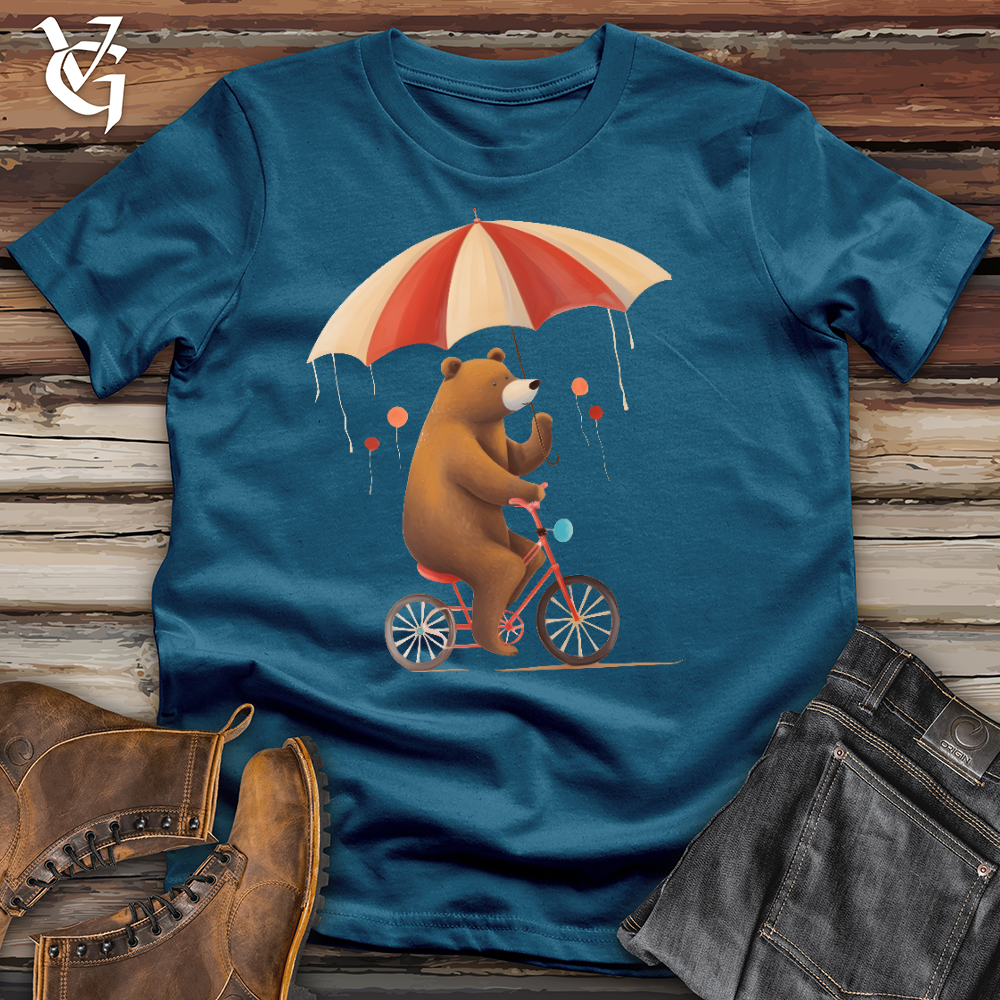 Bear Biking In The Rain Cotton Tee