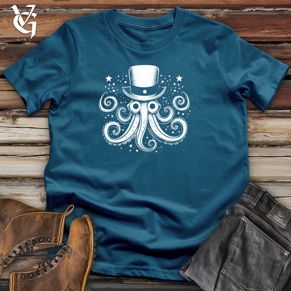 Vintage Cosmic Top Hat Octopus 02 Cotton Tee