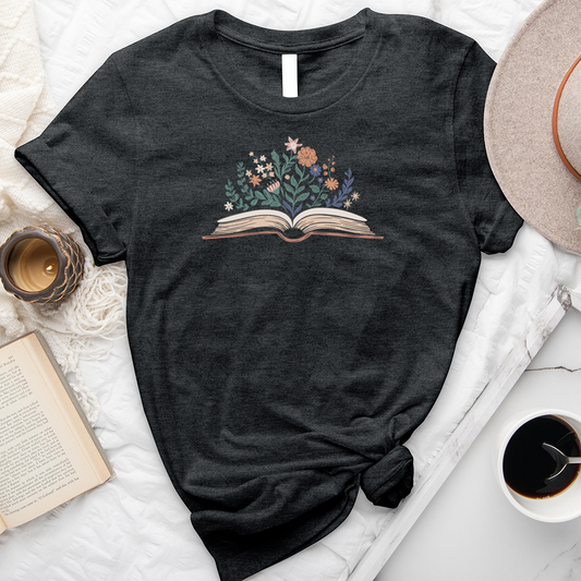 colorful book with flowers unisex tee