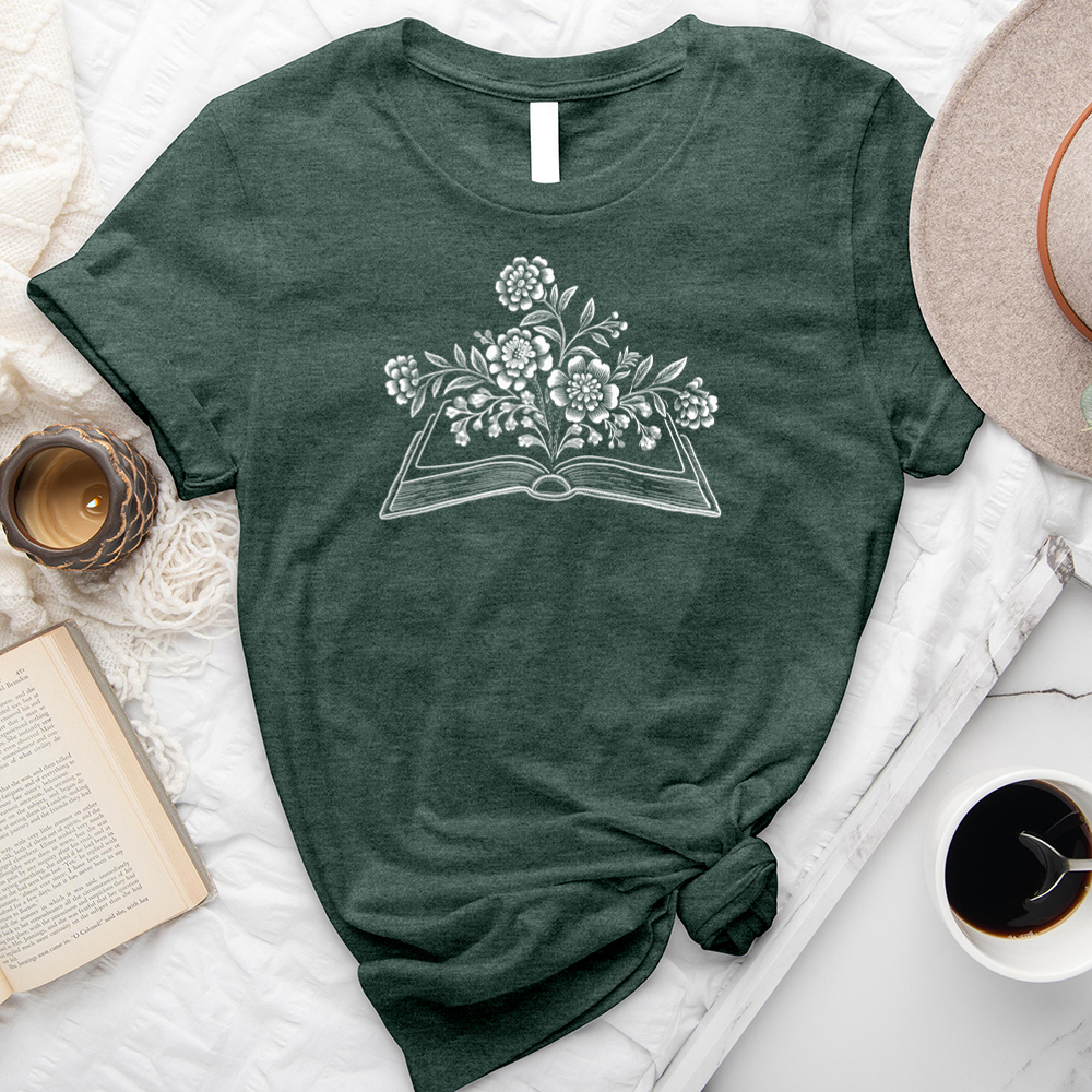 book with flowers unisex tee