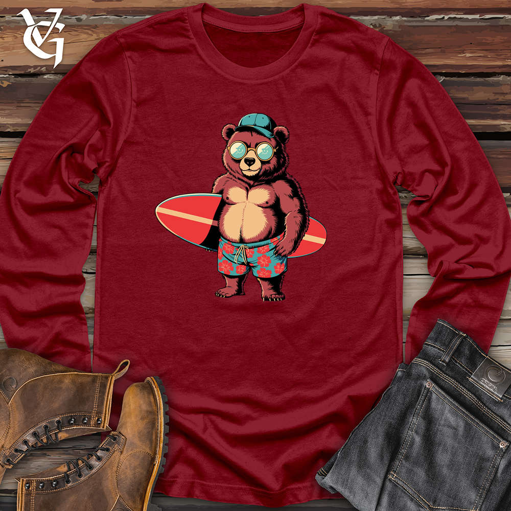 Bear With Surfboard Long Sleeve