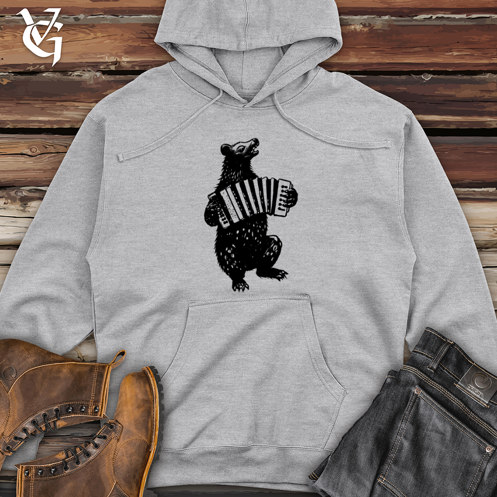 Bear Accordion Player Midweight Hooded Sweatshirt