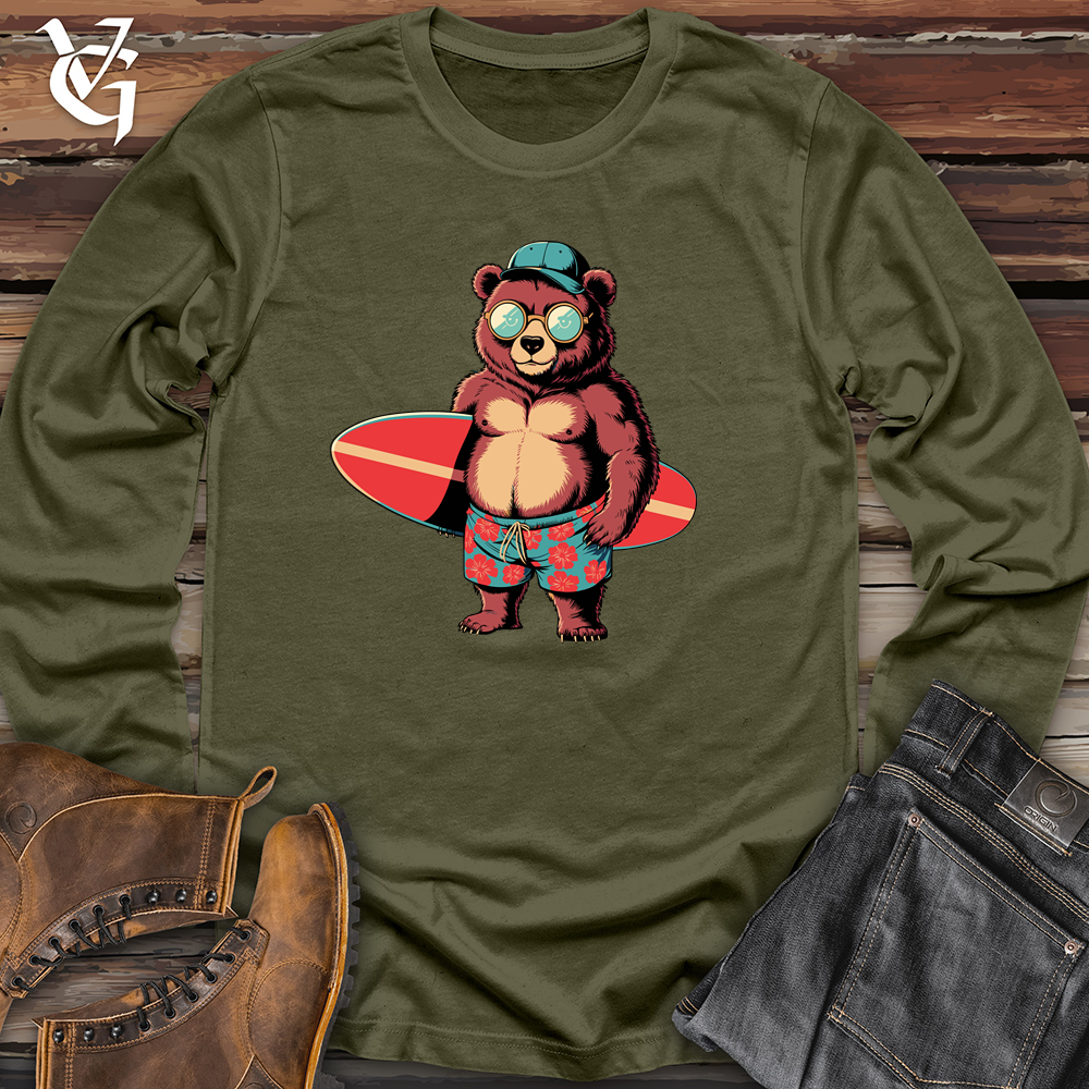 Bear With Surfboard Long Sleeve