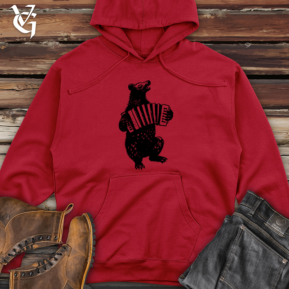 Bear Accordion Player Midweight Hooded Sweatshirt