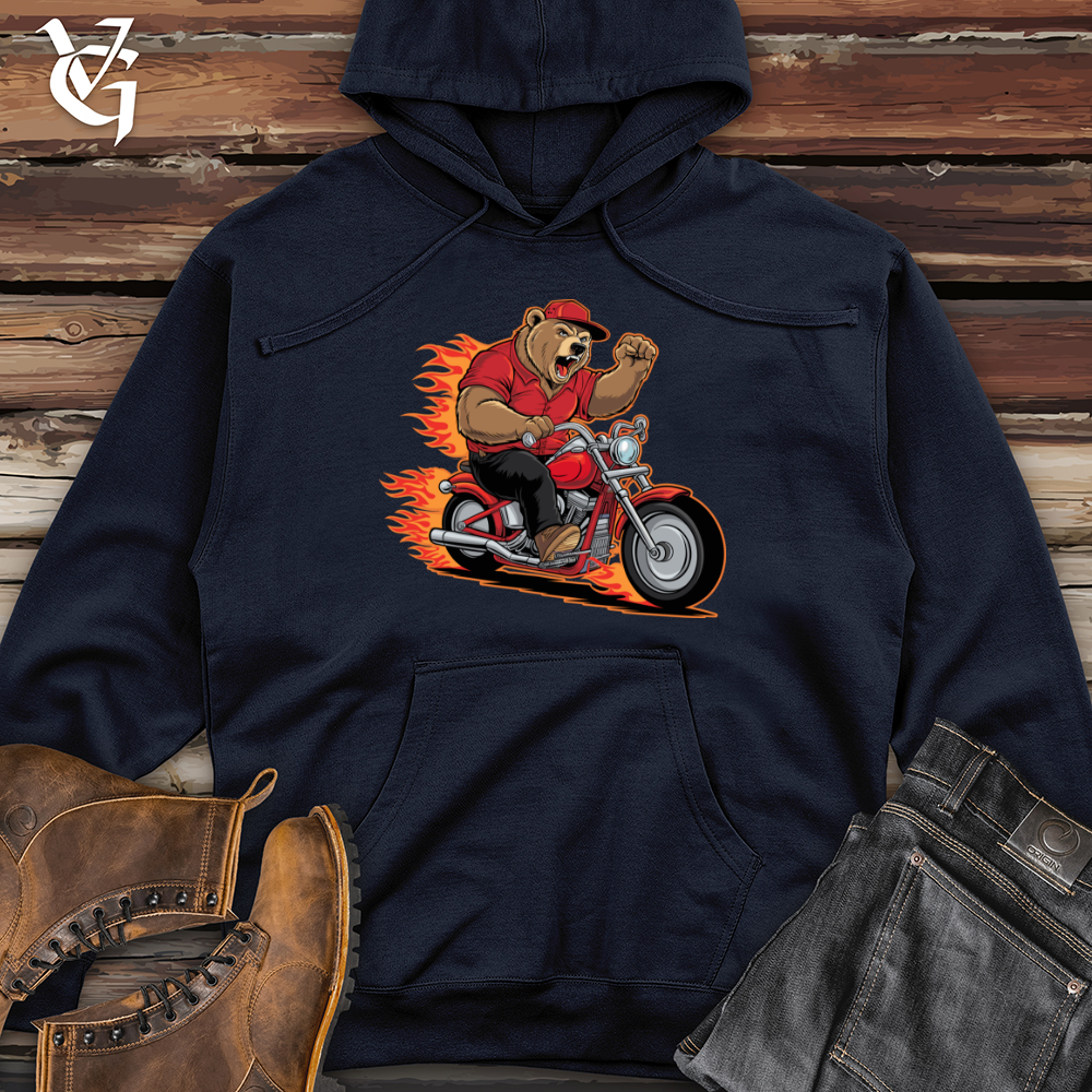 Bear Riding Bike Midweight Hooded Sweatshirt