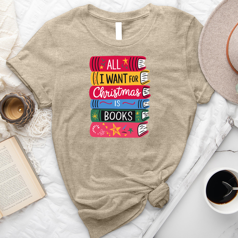 christmas book stack unisex tee