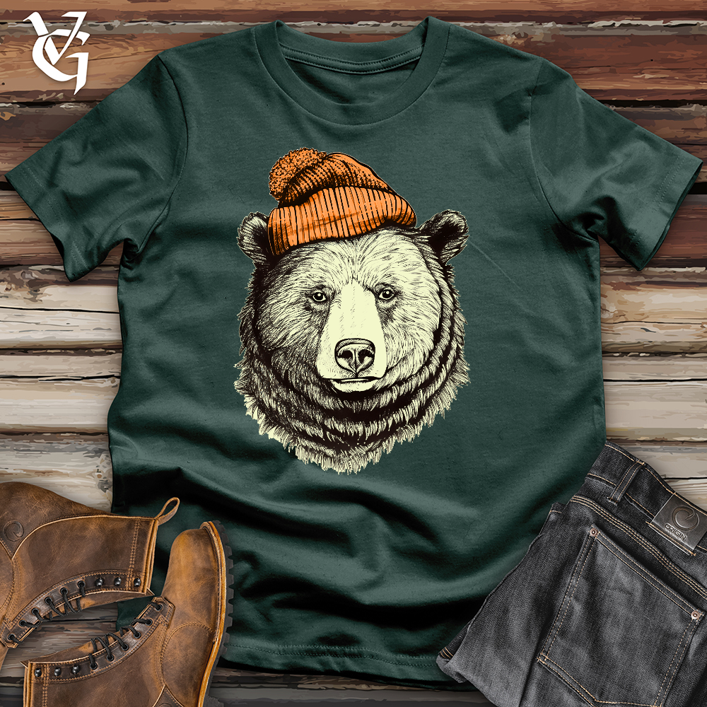 Bear Wearing Hunters Beanie Cotton Tee