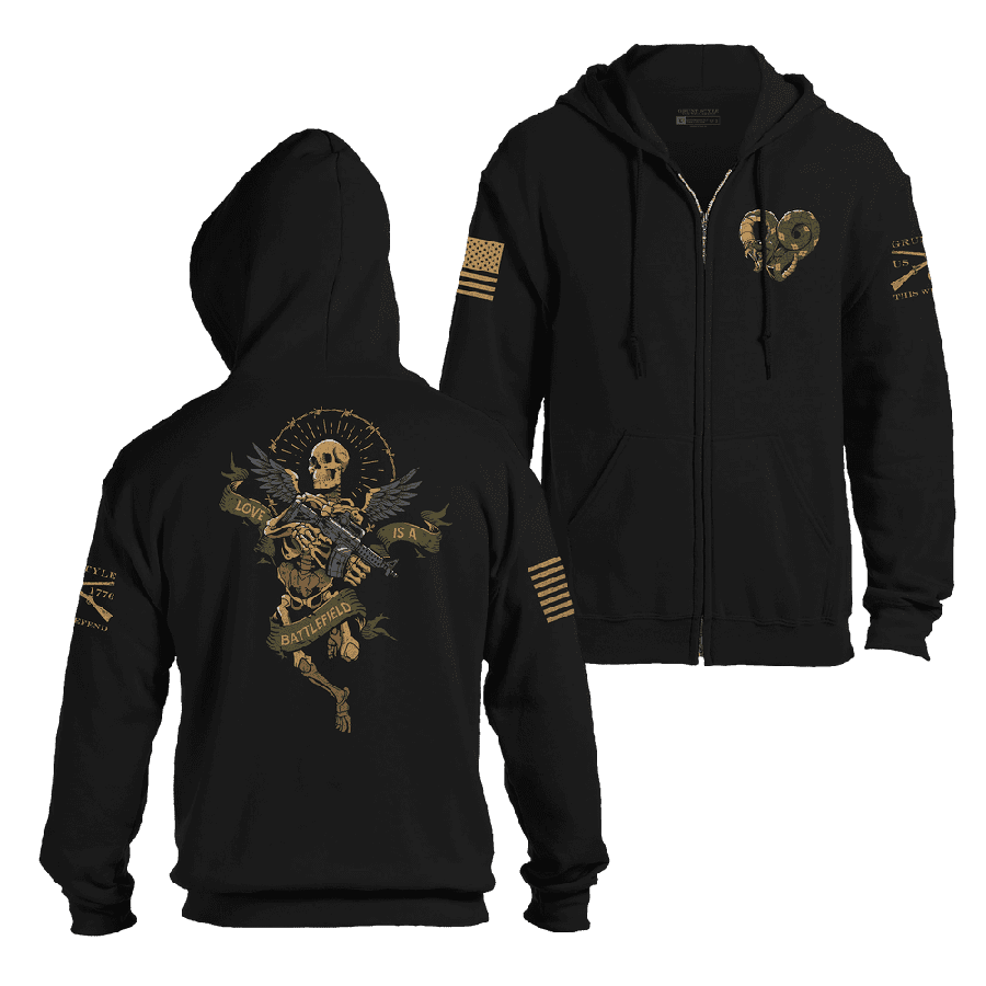 Love Is A Battlefield Full-Zip Hoodie - Black