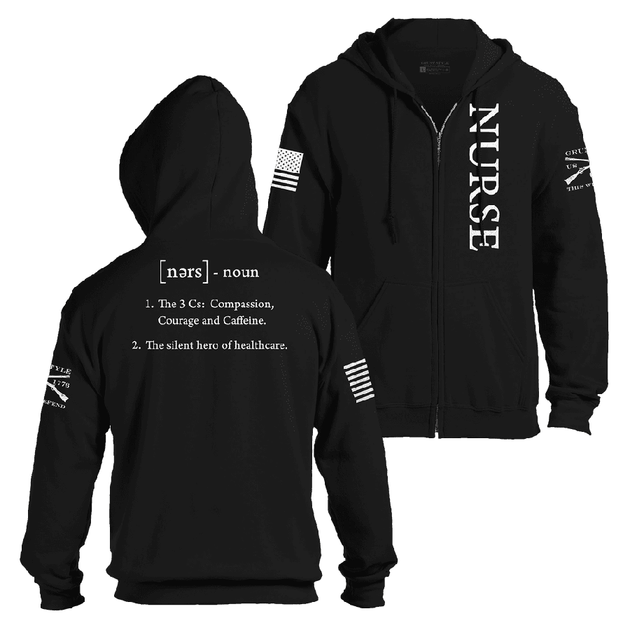 Nurse Defined Full-Zip Hoodie - Black