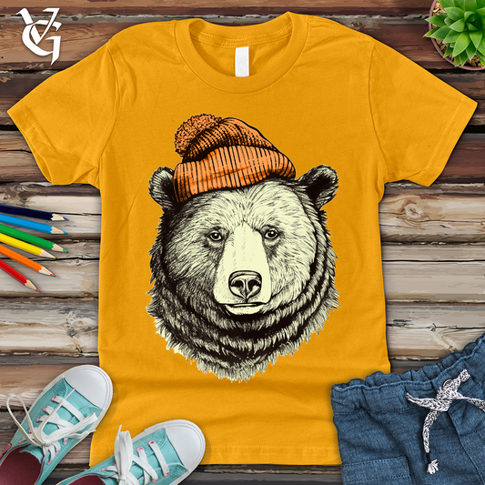 Bear Wearing Hunters Beanie Youth Tee