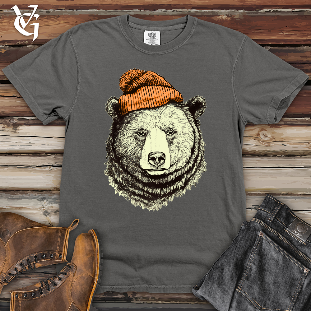 Bear Wearing Hunters Beanie Heavy Cotton Comfort Colors Tee