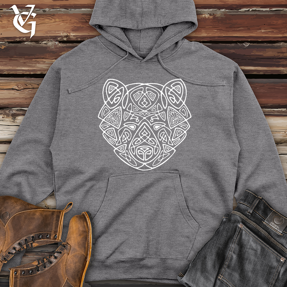 Bear Head Celtic Style Midweight Hooded Sweatshirt