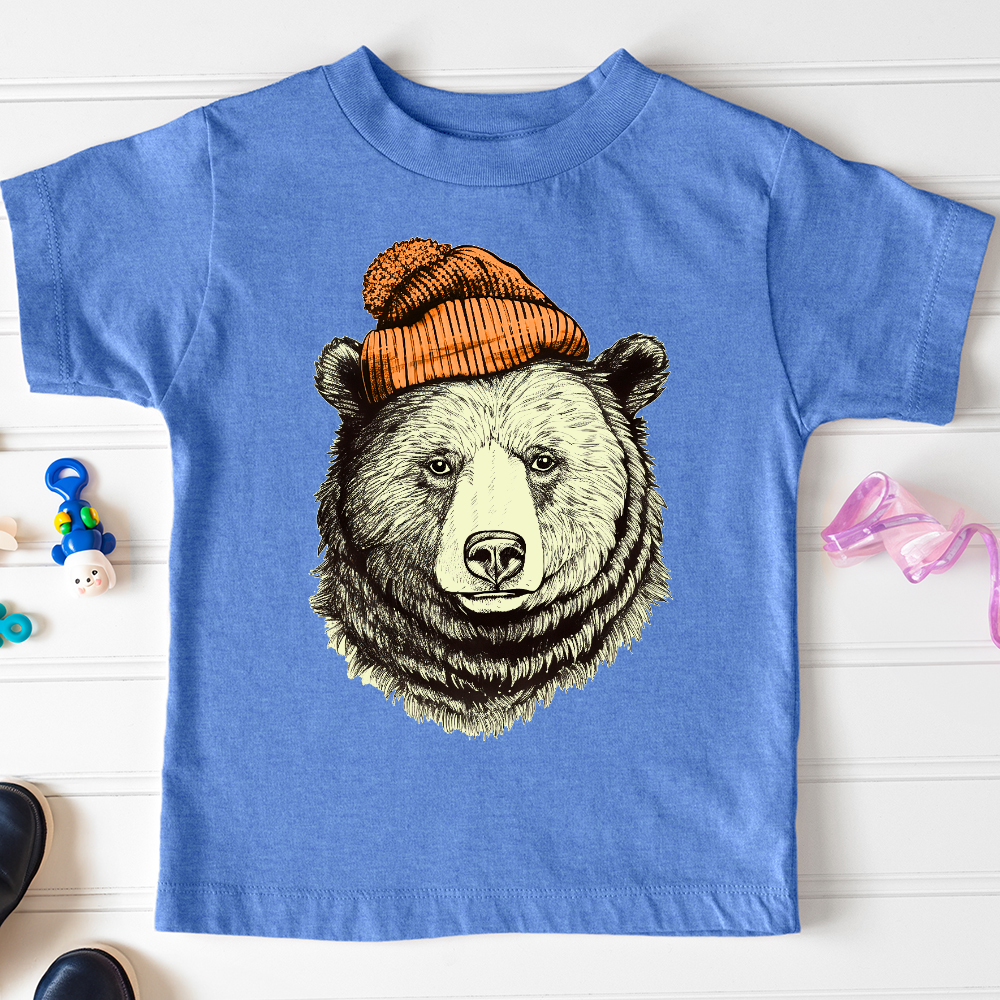 Bear Wearing Hunters Beanie Toddler Tee