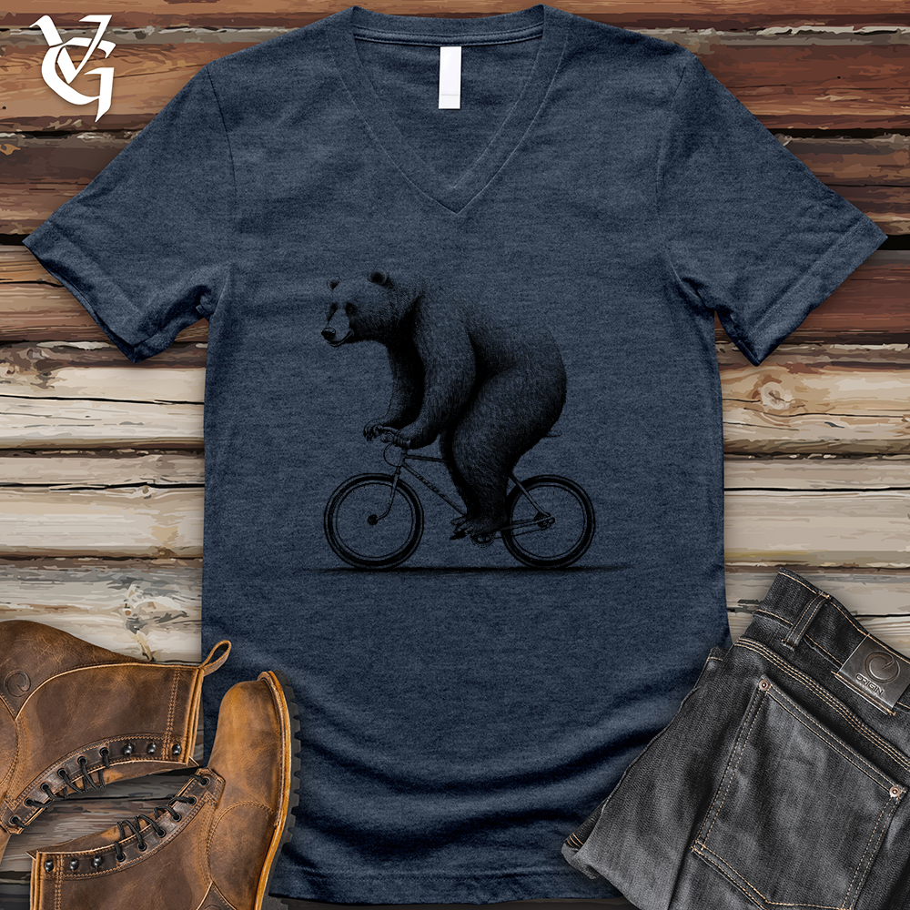 Bear Riding Bike V- Neck Tee