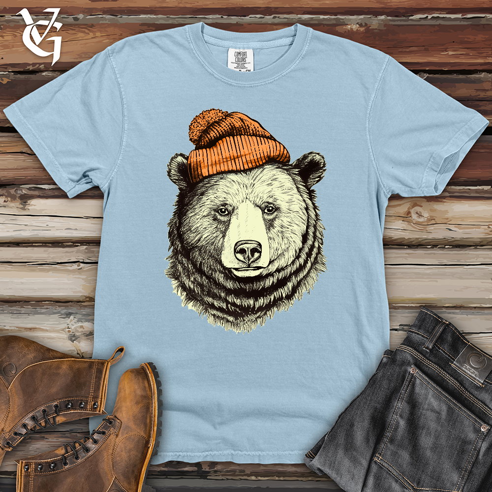 Bear Wearing Hunters Beanie Heavy Cotton Comfort Colors Tee