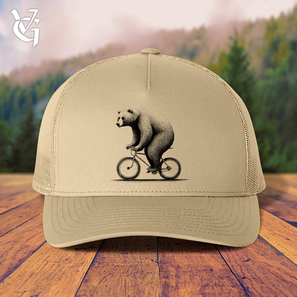 Bear Riding Bike Trucker Cap