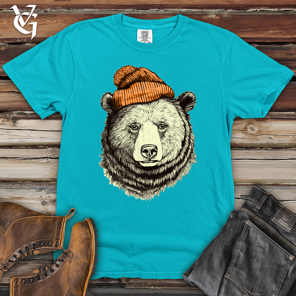 Bear Wearing Hunters Beanie Heavy Cotton Comfort Colors Tee