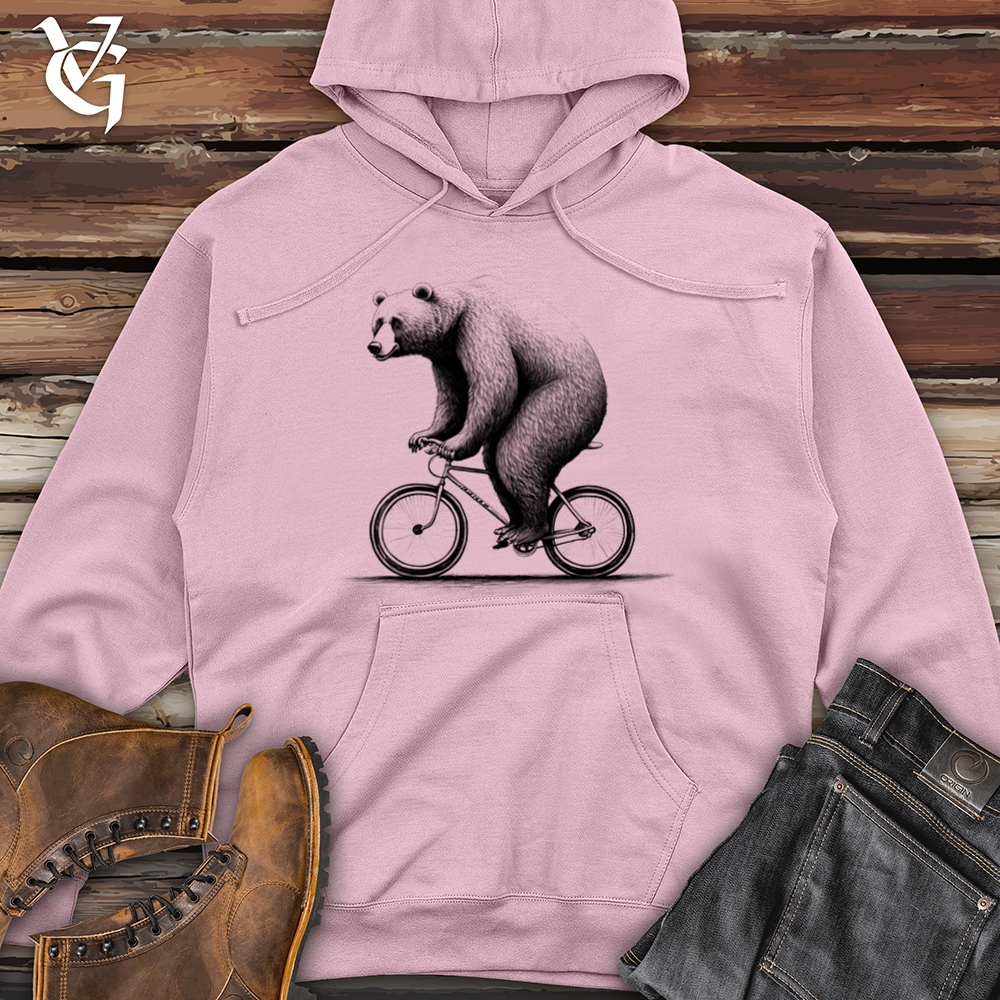 Bear Riding Bike Midweight Hooded Sweatshirt