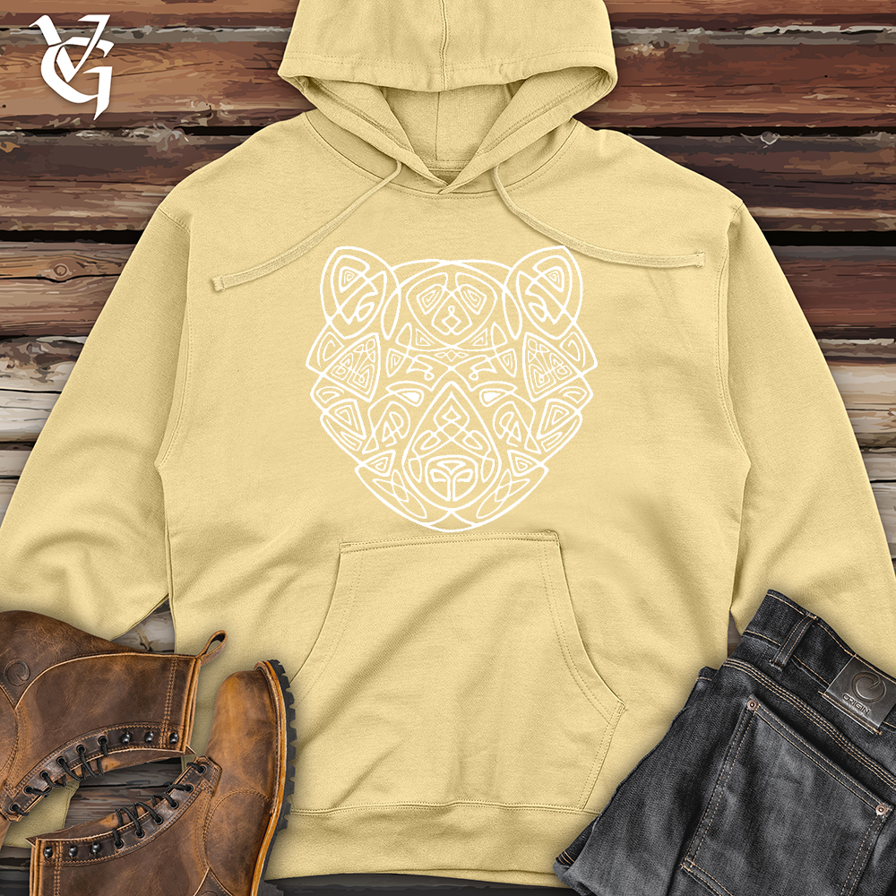 Bear Head Celtic Style Midweight Hooded Sweatshirt