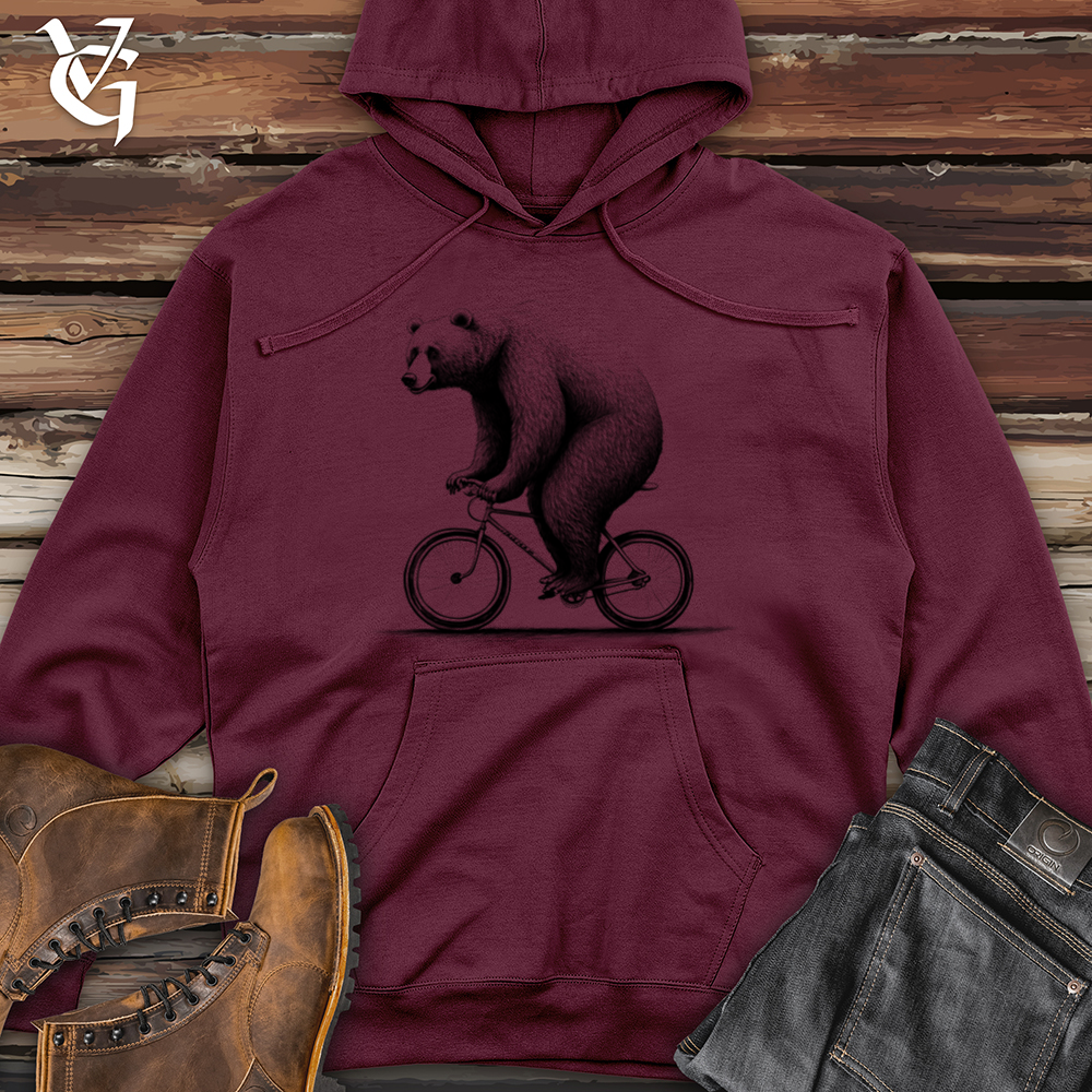 Bear Riding Bike Midweight Hooded Sweatshirt