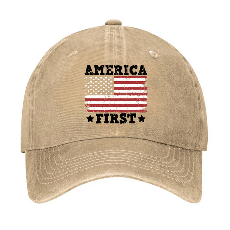 Maturelion America First With USA Flag Print Cap (Free Customization)