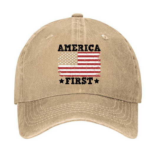 Maturelion America First With USA Flag Print Cap (Free Customization)