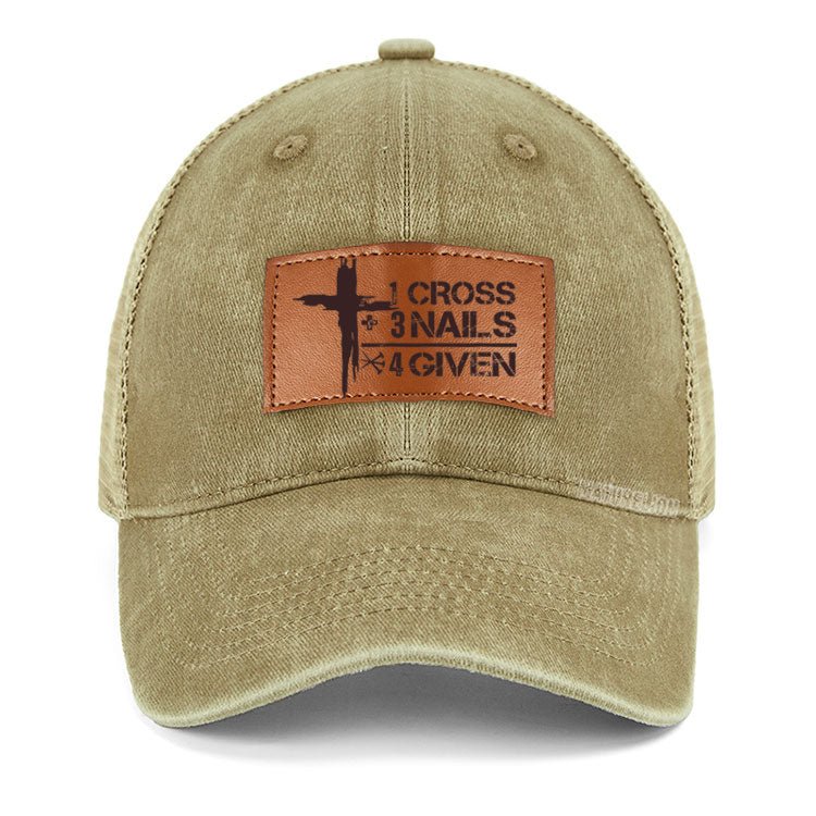 Maturelion Believe Cross Print Christian Baseball Leather Patch Cap