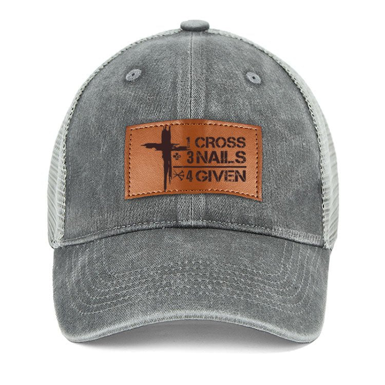 Maturelion Believe Cross Print Christian Baseball Leather Patch Cap