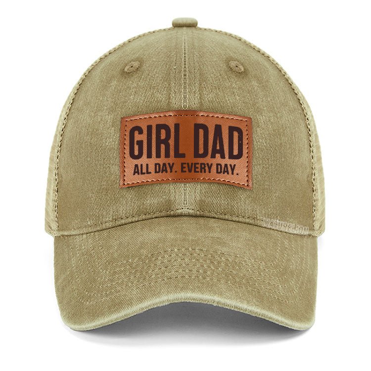 Maturelion Girl Dad All Day Every Day Leather Patch Cap