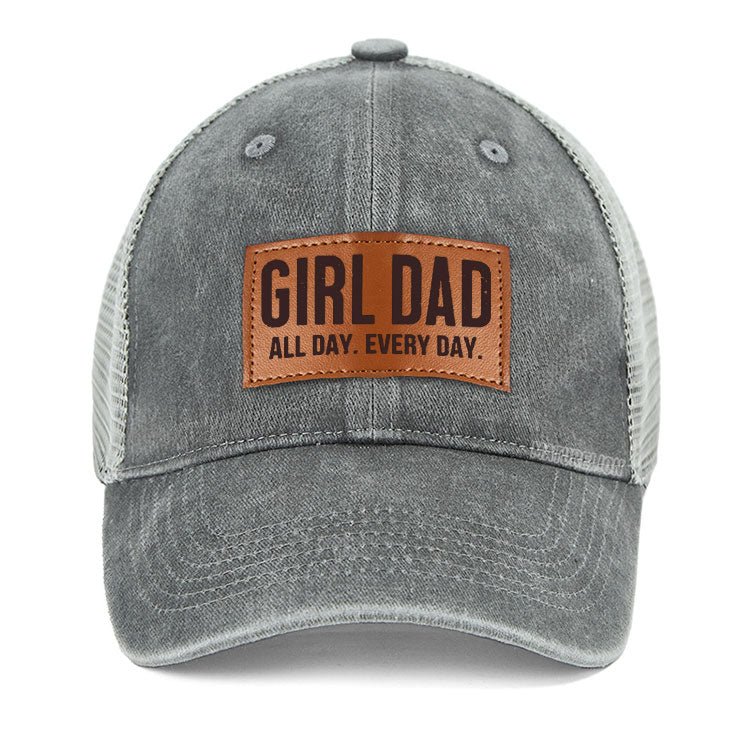 Maturelion Girl Dad All Day Every Day Leather Patch Cap