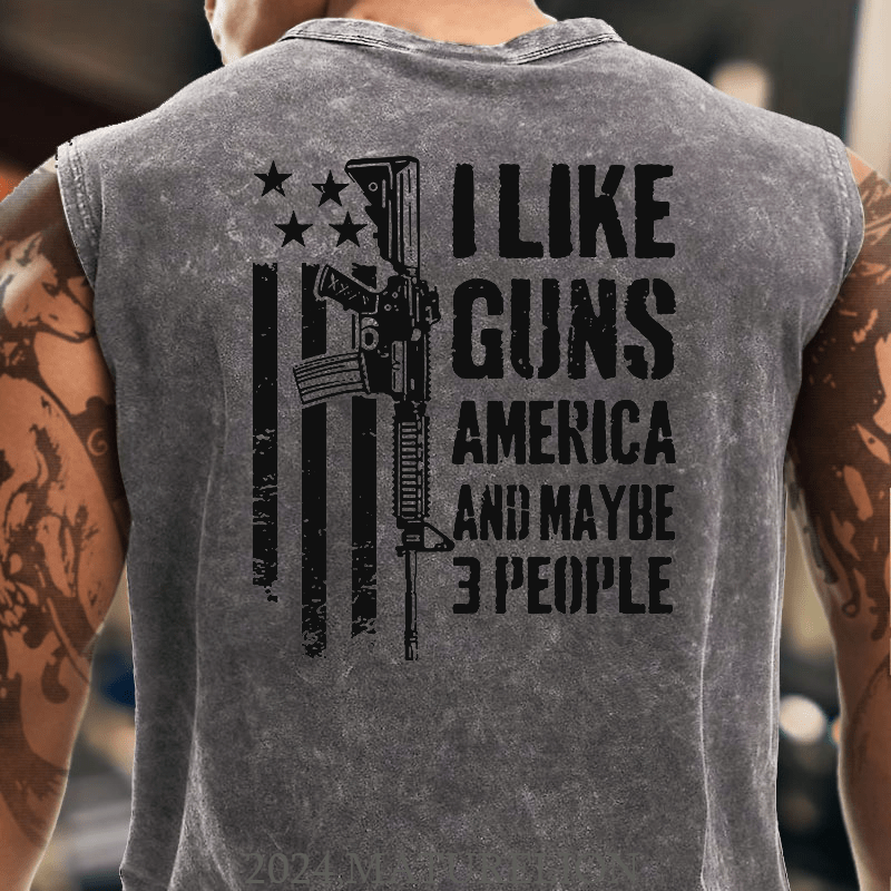 Maturelion I Like Guns America And Maybe 3 People Cotton Tank Top